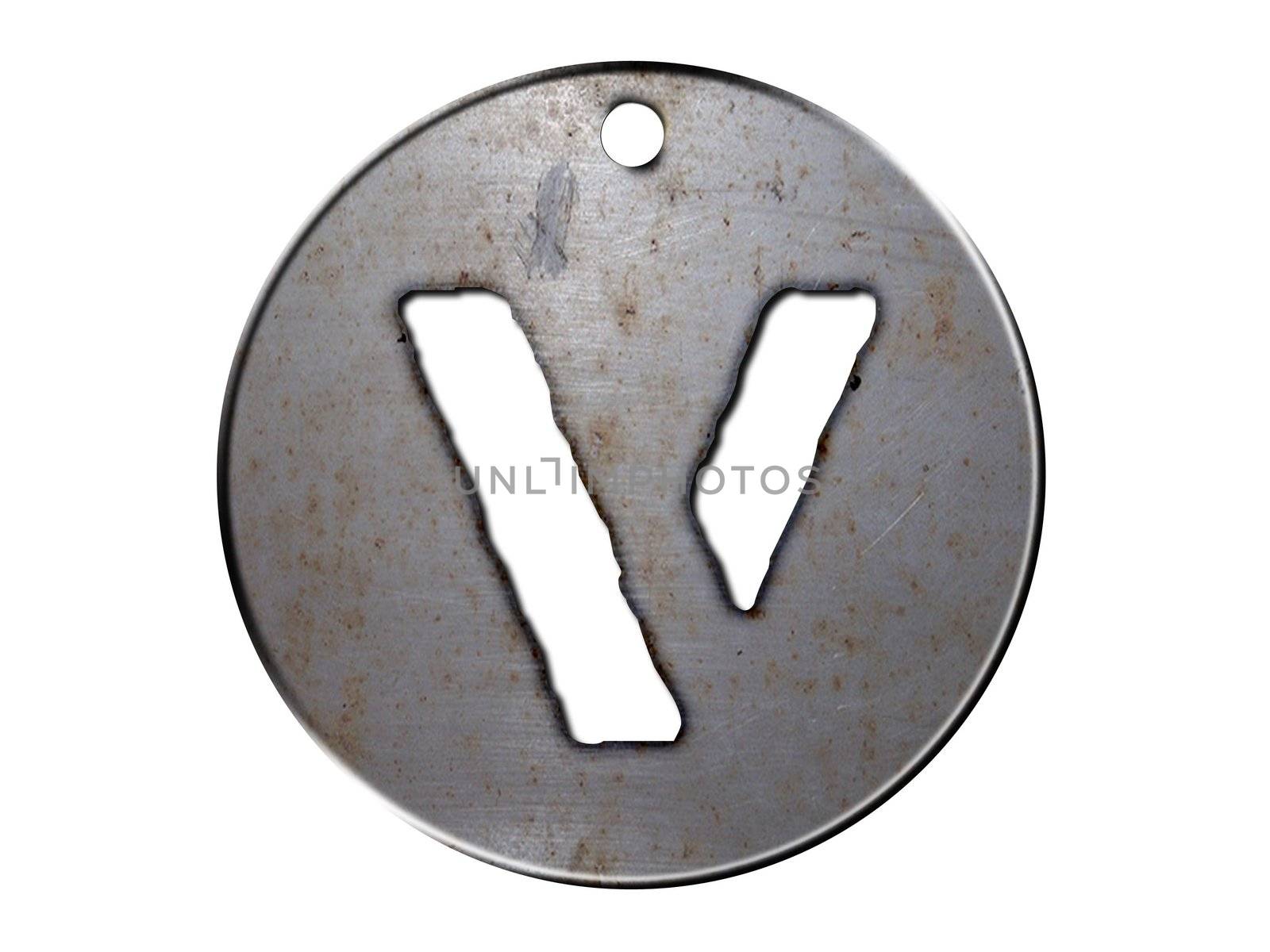 one letter of metallic disc alphabet 