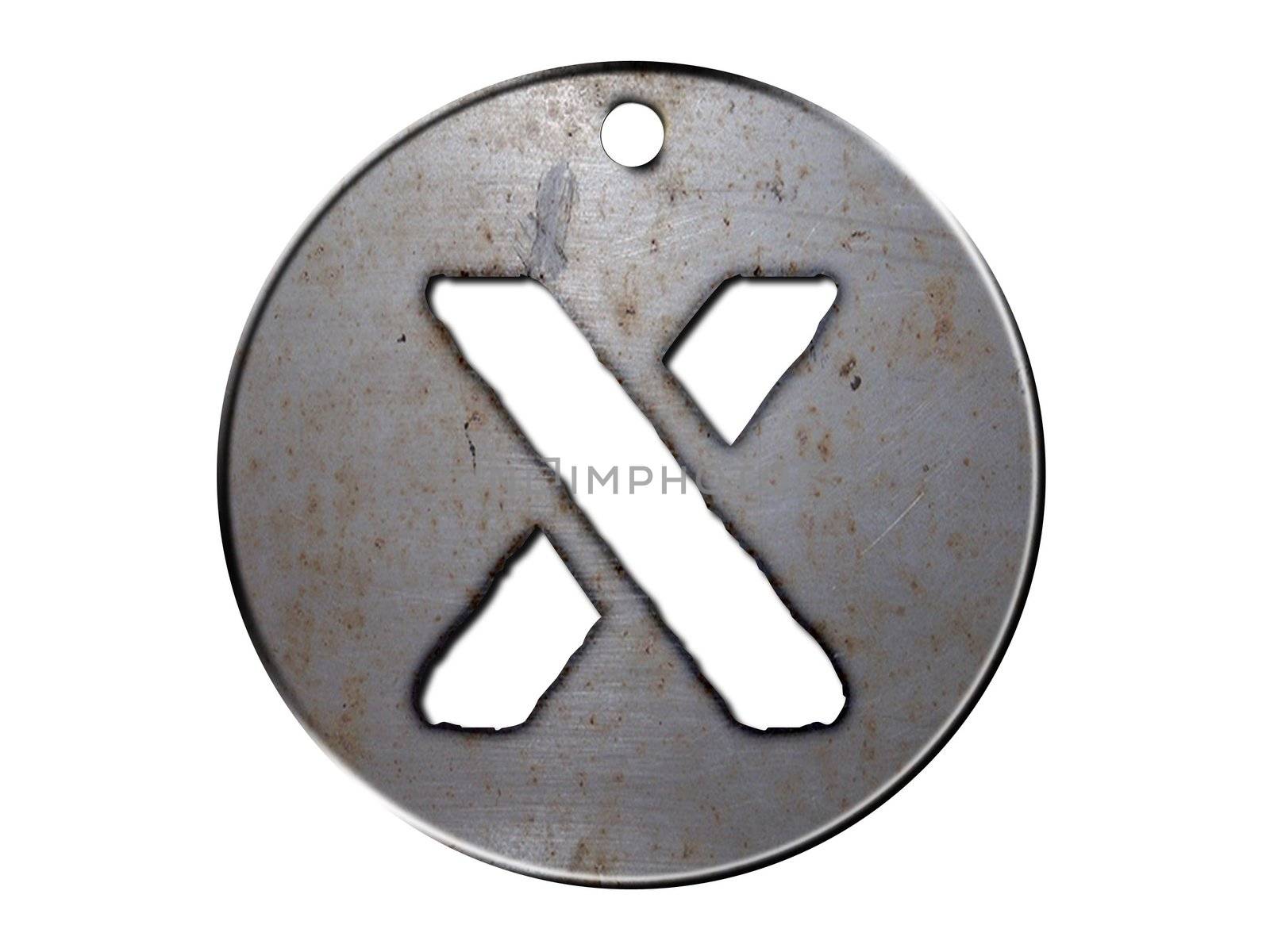 one letter of metallic disc alphabet 