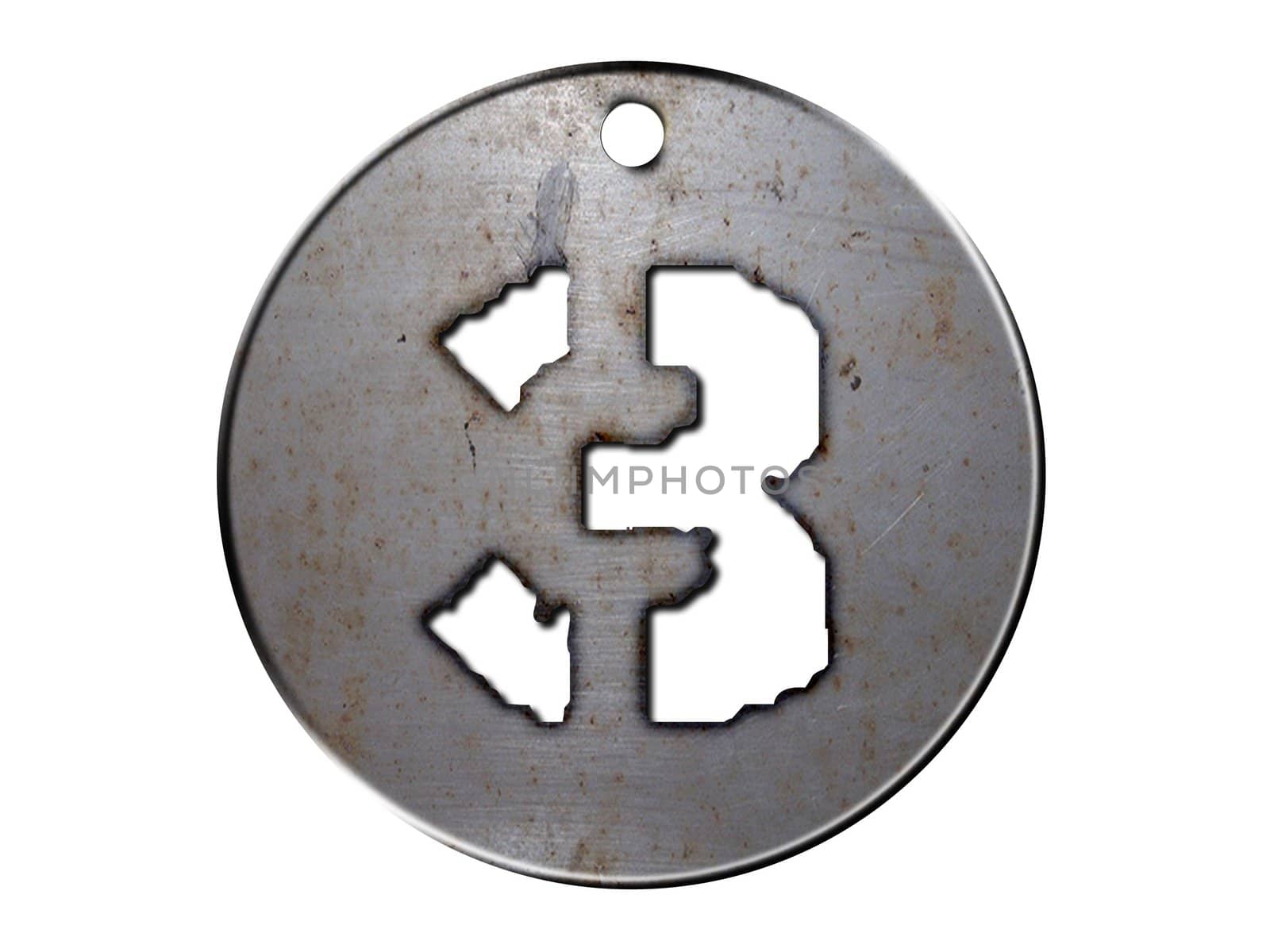 3d metal disc three number