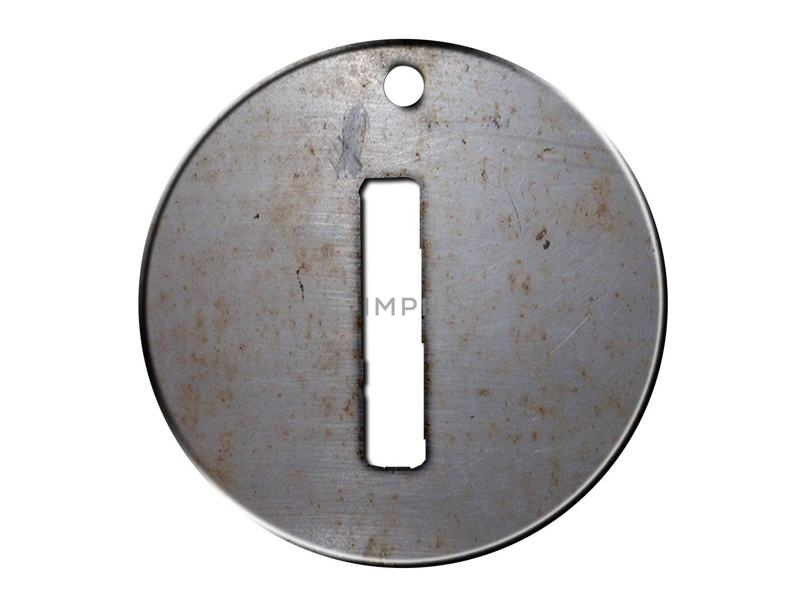 one letter of metallic disc alphabet 