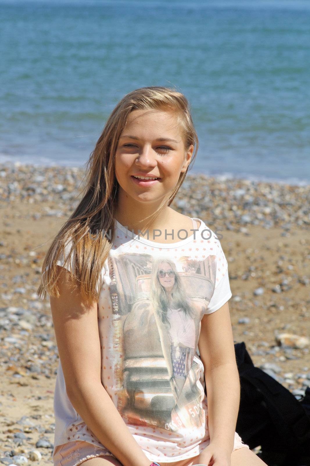 teenage girl on a beach