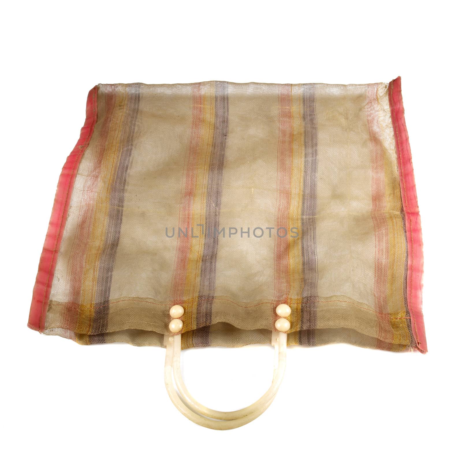 vintage plastic shopping bag on white background