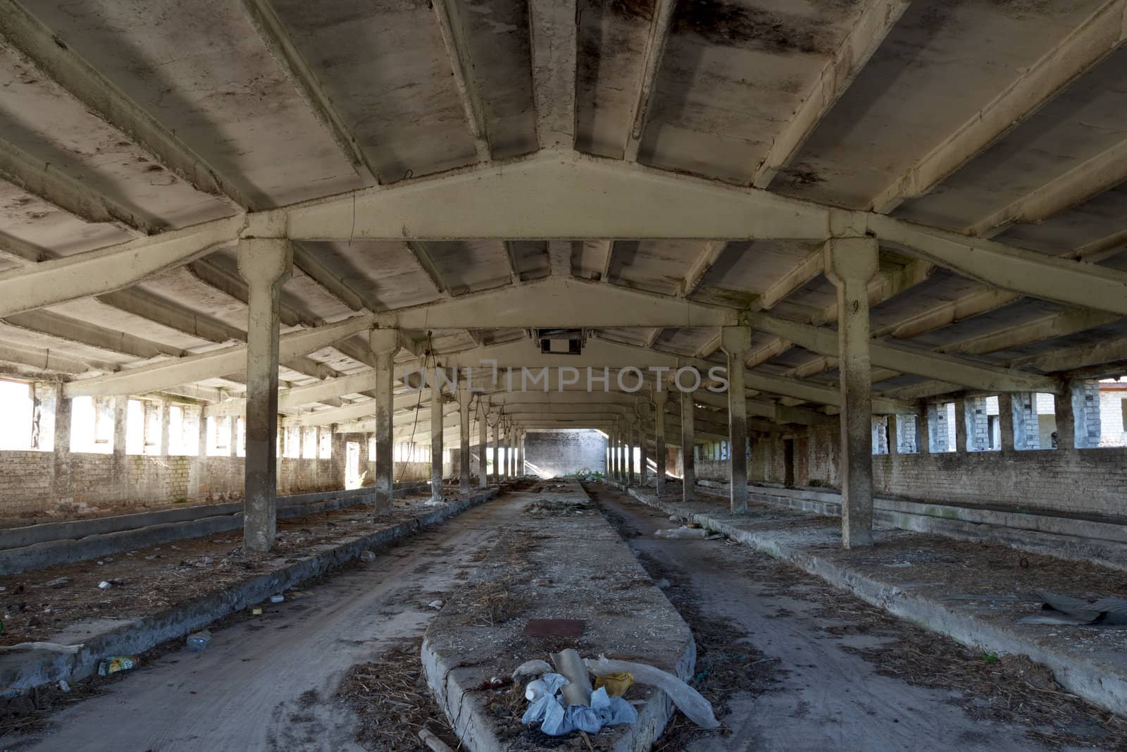 empty abandoned industrial building interior