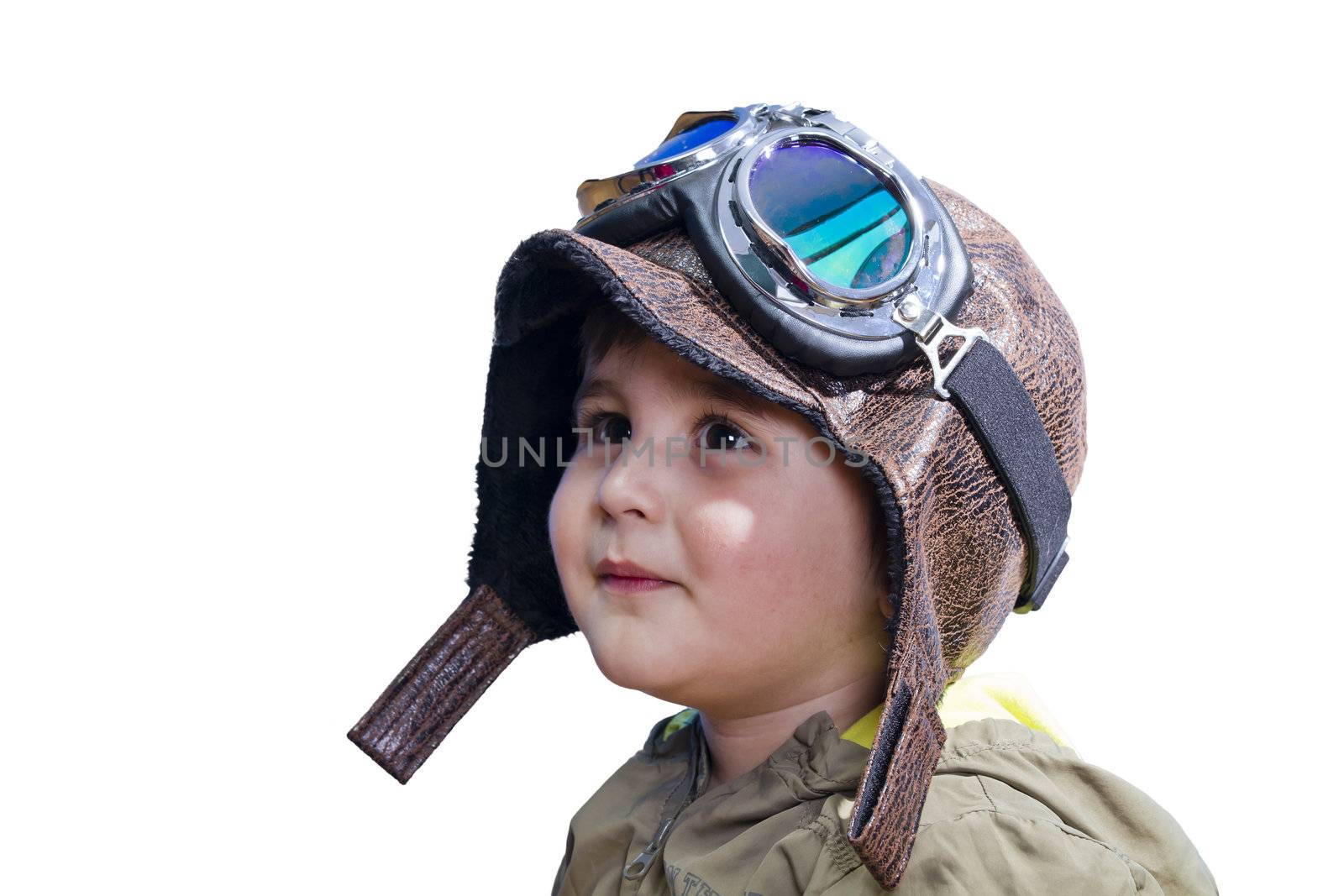 Baby boy dreaming of becoming a pilot with an old style uniform by FernandoCortes