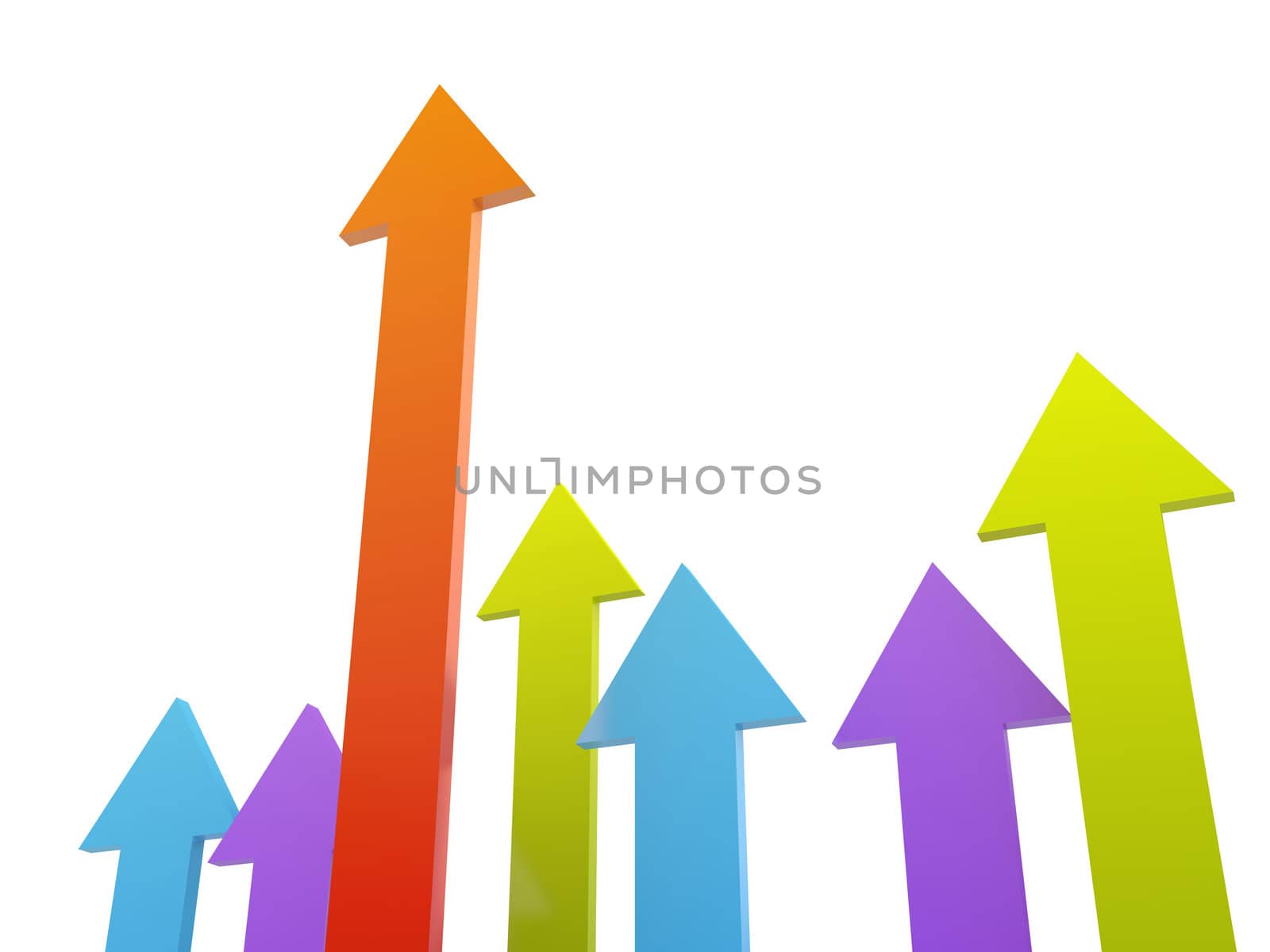 The colored arrows on a white background