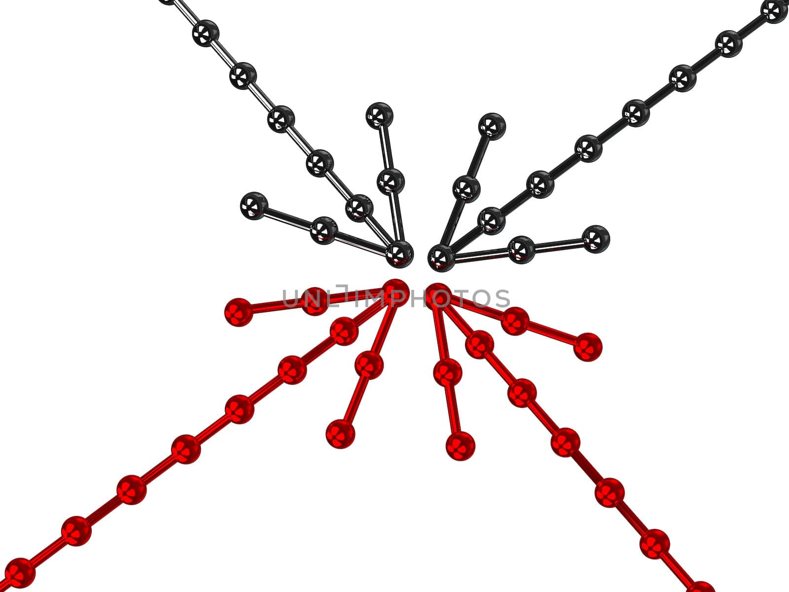 Metallic arrows consisting of small metal balls