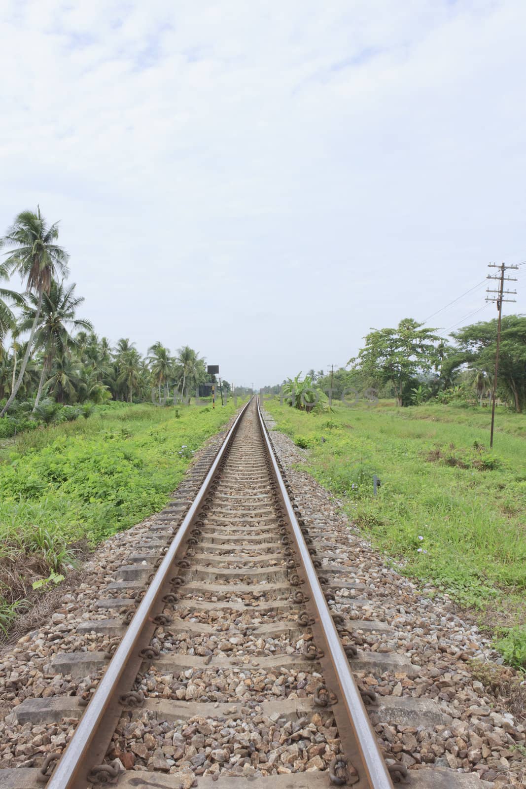 Railway tracks in a rural scene