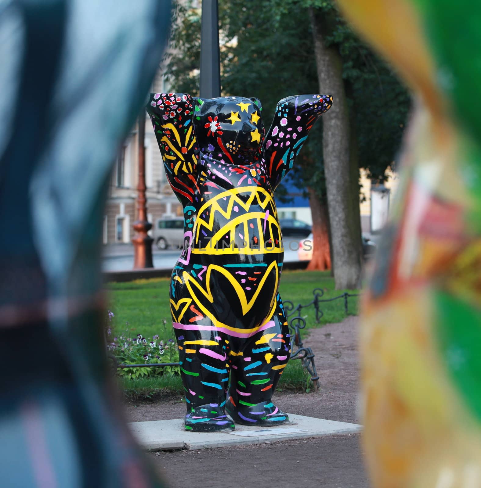 The figure bear painted with different colors