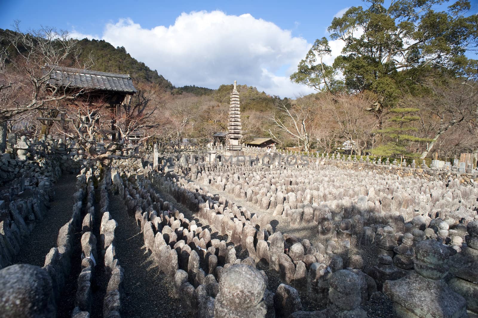 Thousands of Buddha statues, each representing an unknown or forgotten person at Adashino Nenbutsu-ji temple, Kyoto, Japan