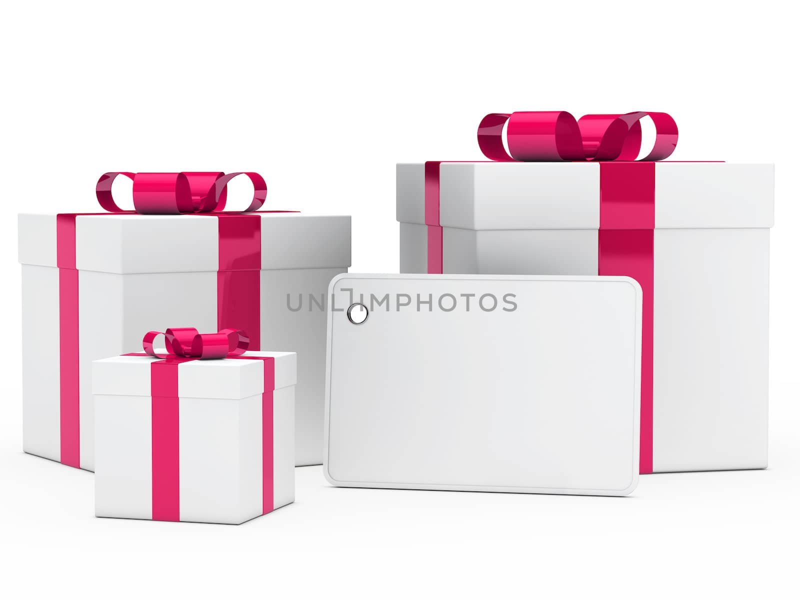 christmas white gift box pink ribbon signboard