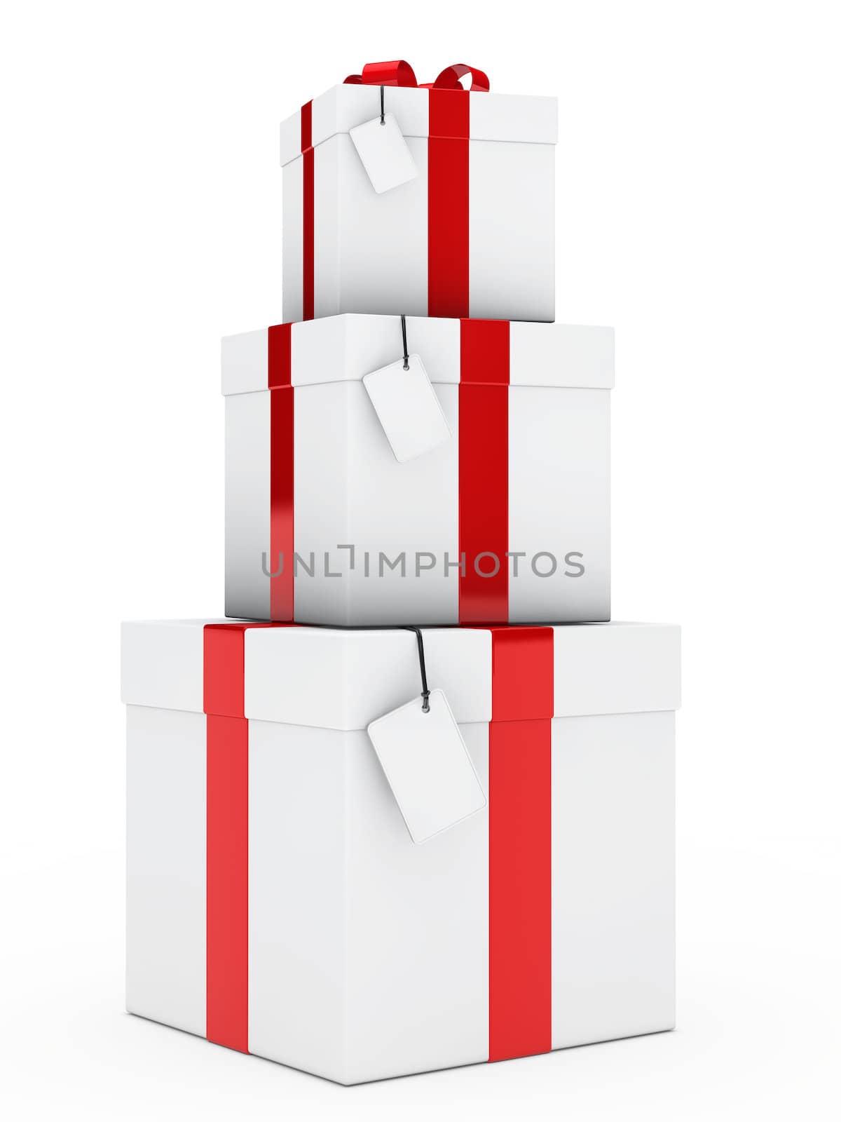 christmas three gift boxes red white stack