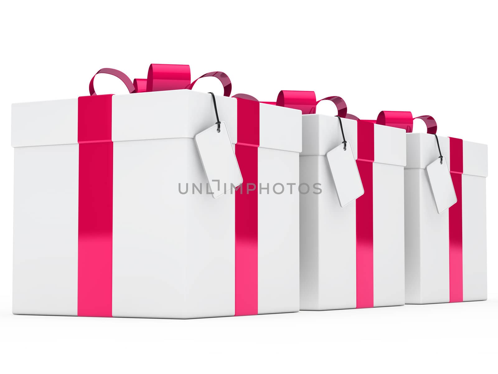 christmas white gift boxes pink ribbon signboard