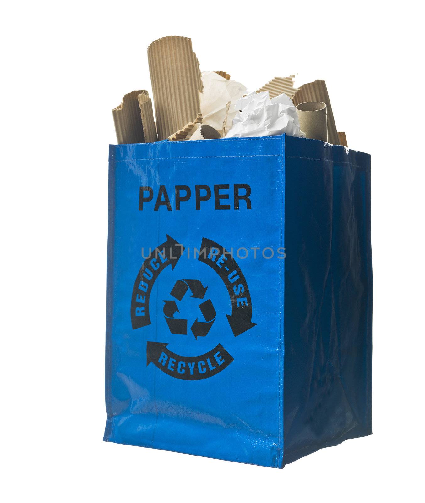 Blue bag with paper recycling
