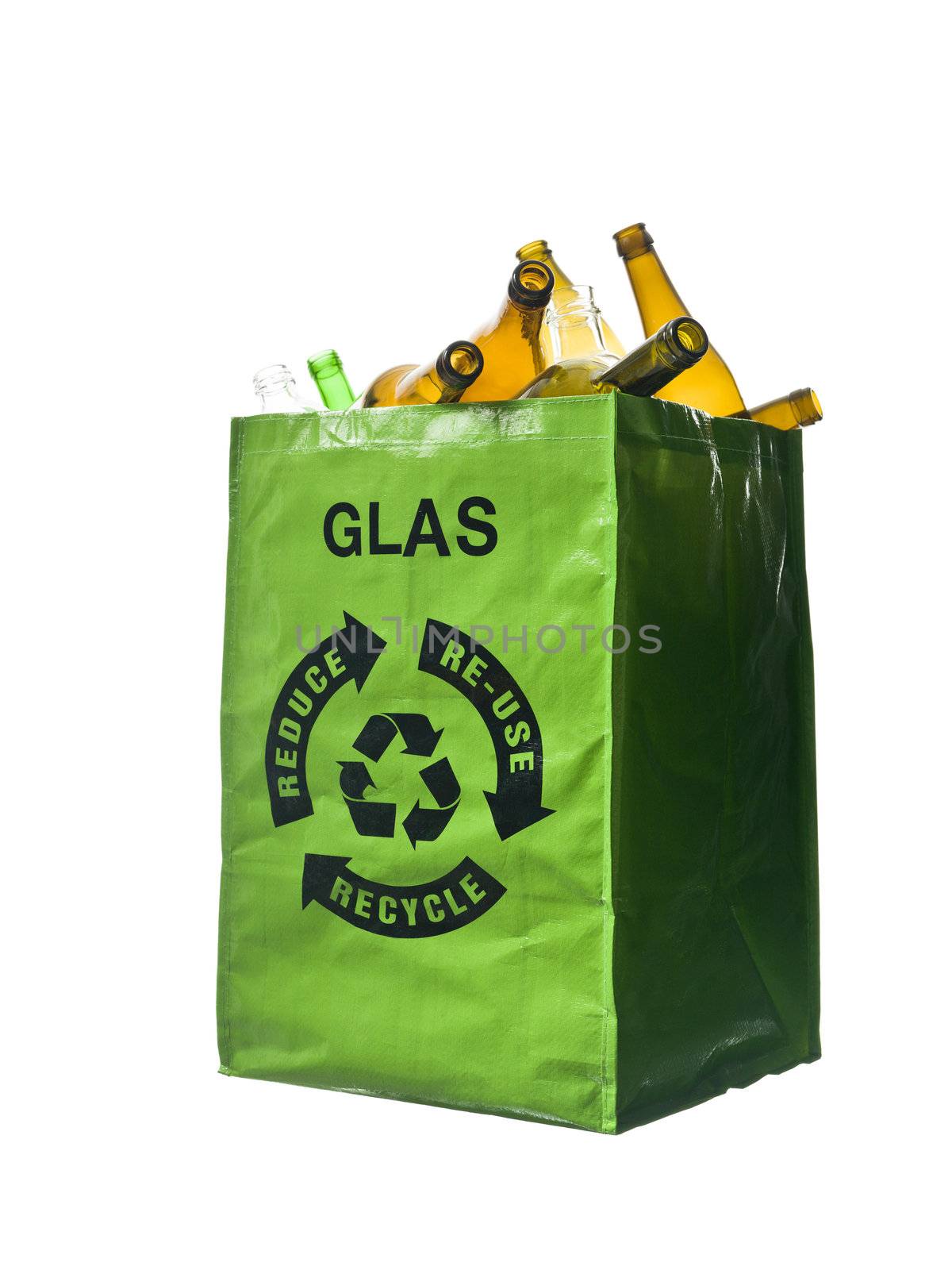 Green bag with glass recycling