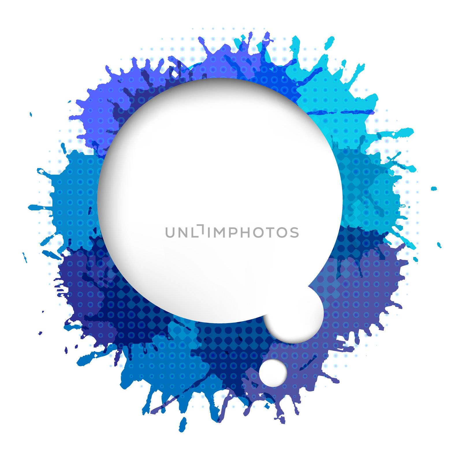 Speech Bubble With Blue Blob, Isolated On White Background, Vector Illustration