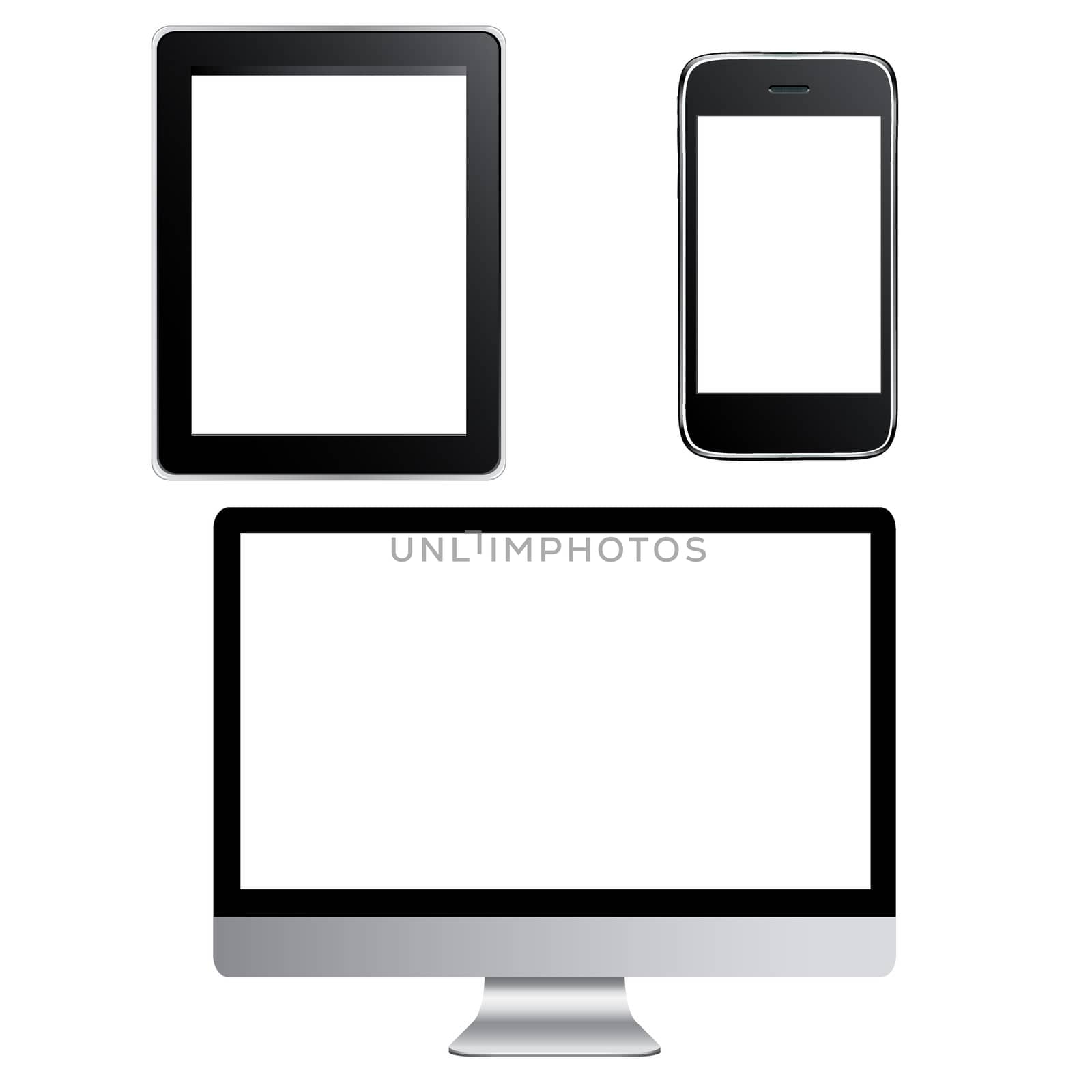 Big Set Of Contemporary Gadgets, Isolated On White Background, Vector Illustration