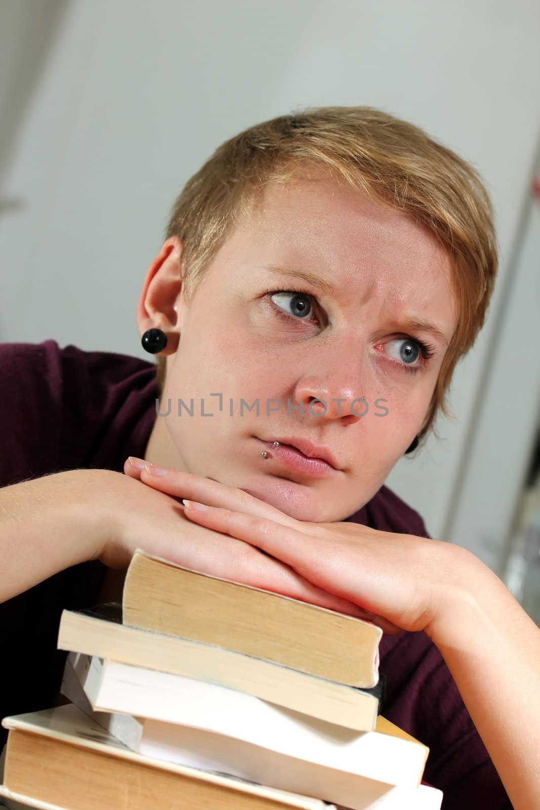 girl with book angry about learning by Teka77