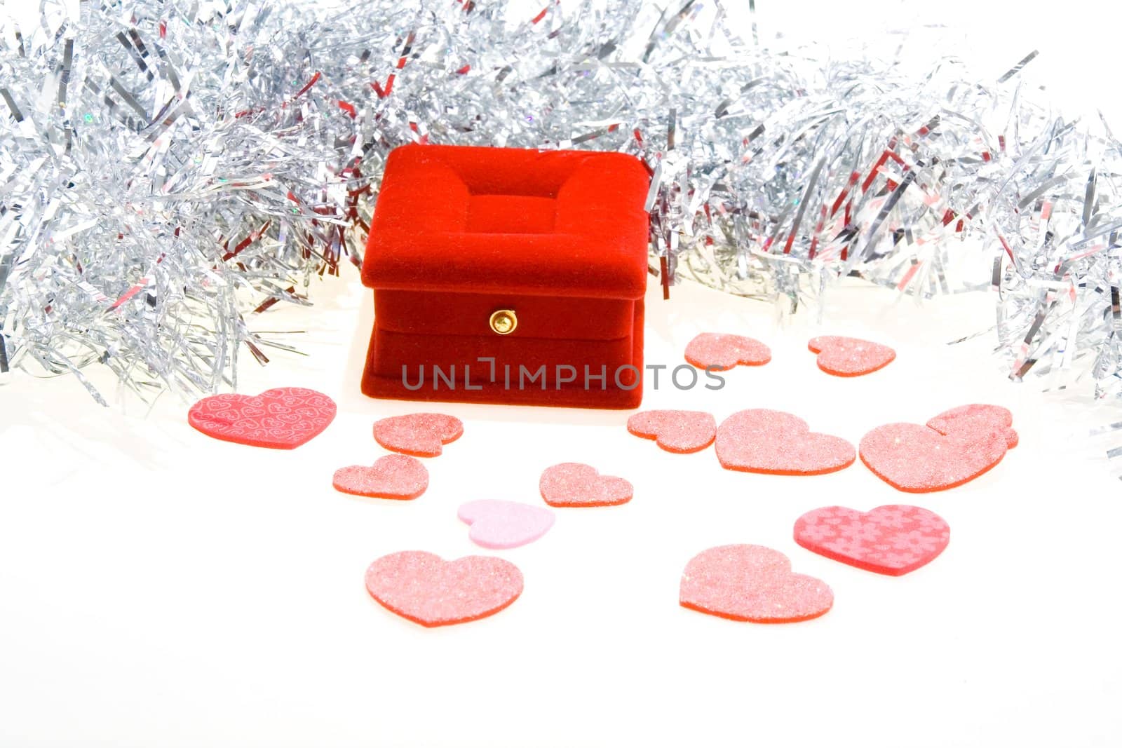 Red beautiful luxury gift box on white background