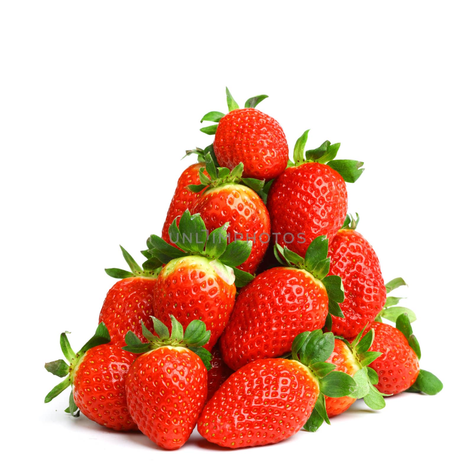 strawberry pile isolated on white background