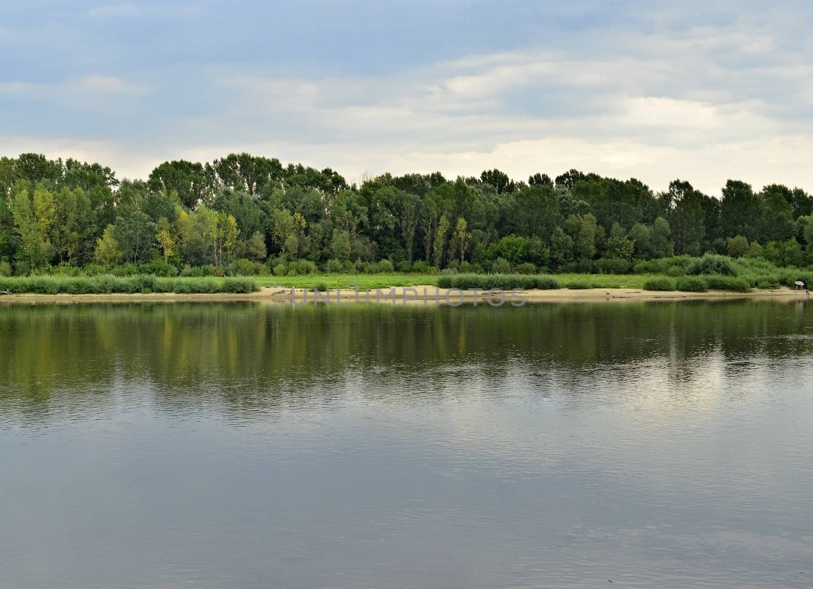 Wide view of Vistula coast in Mazovia district