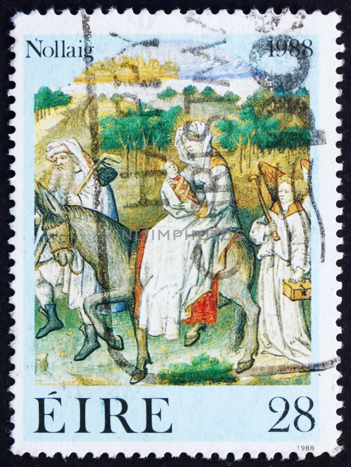 Postage stamp Ireland 1988 Flight into Egypt, Christmas by Boris15