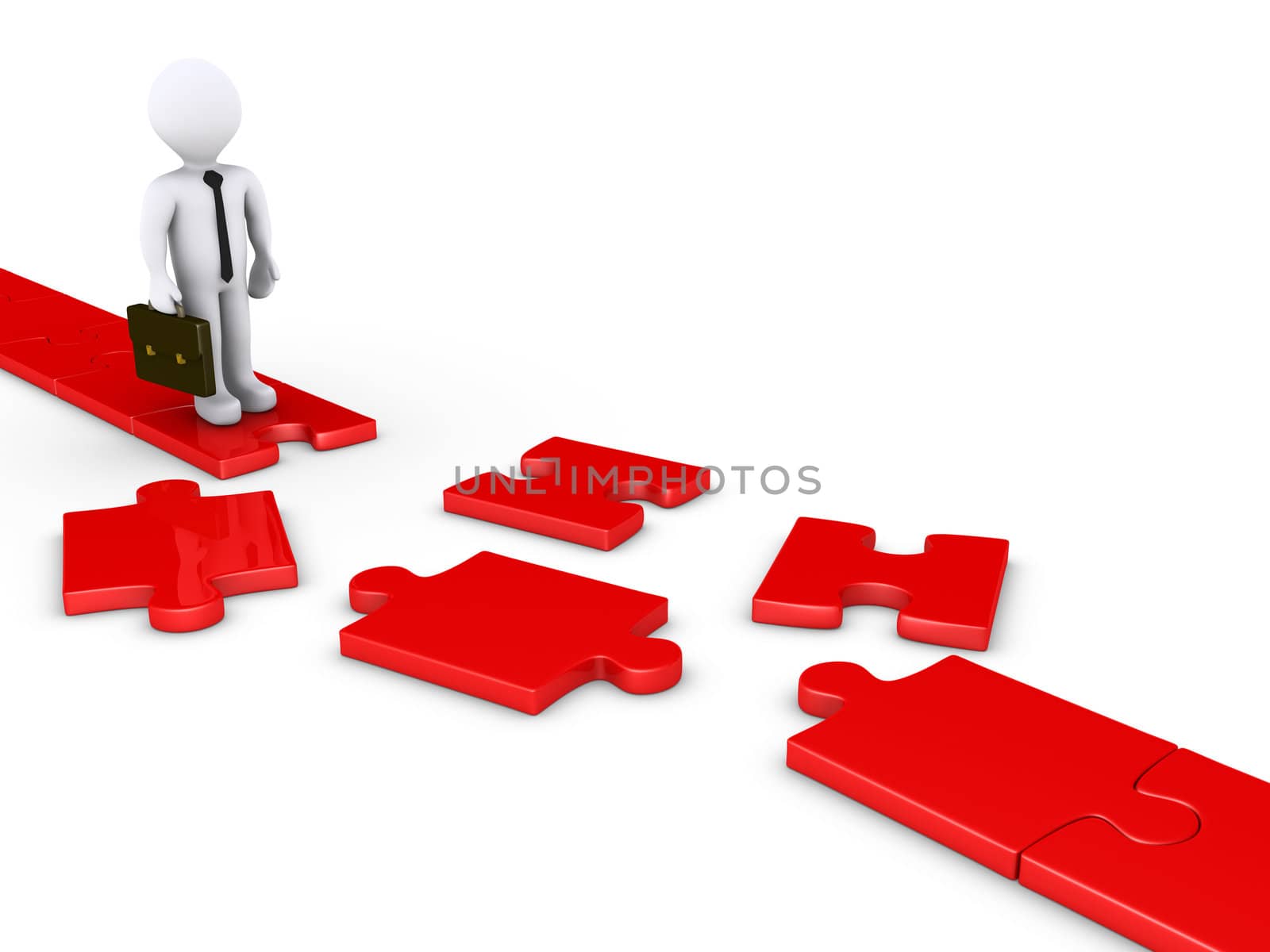 Businessman on damaged puzzle path by 6kor3dos