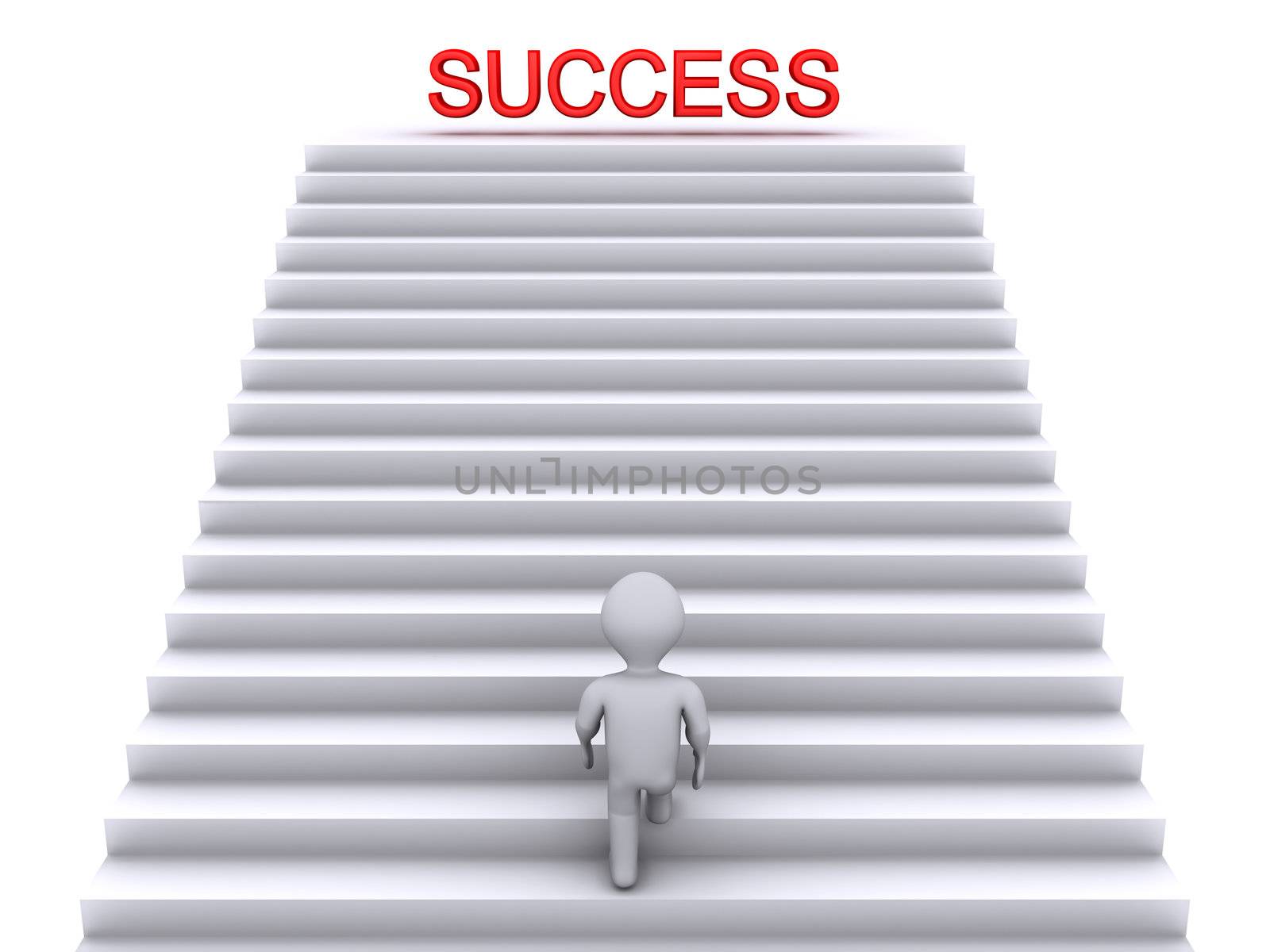 3d person climbing stairs that have the word success on top of them