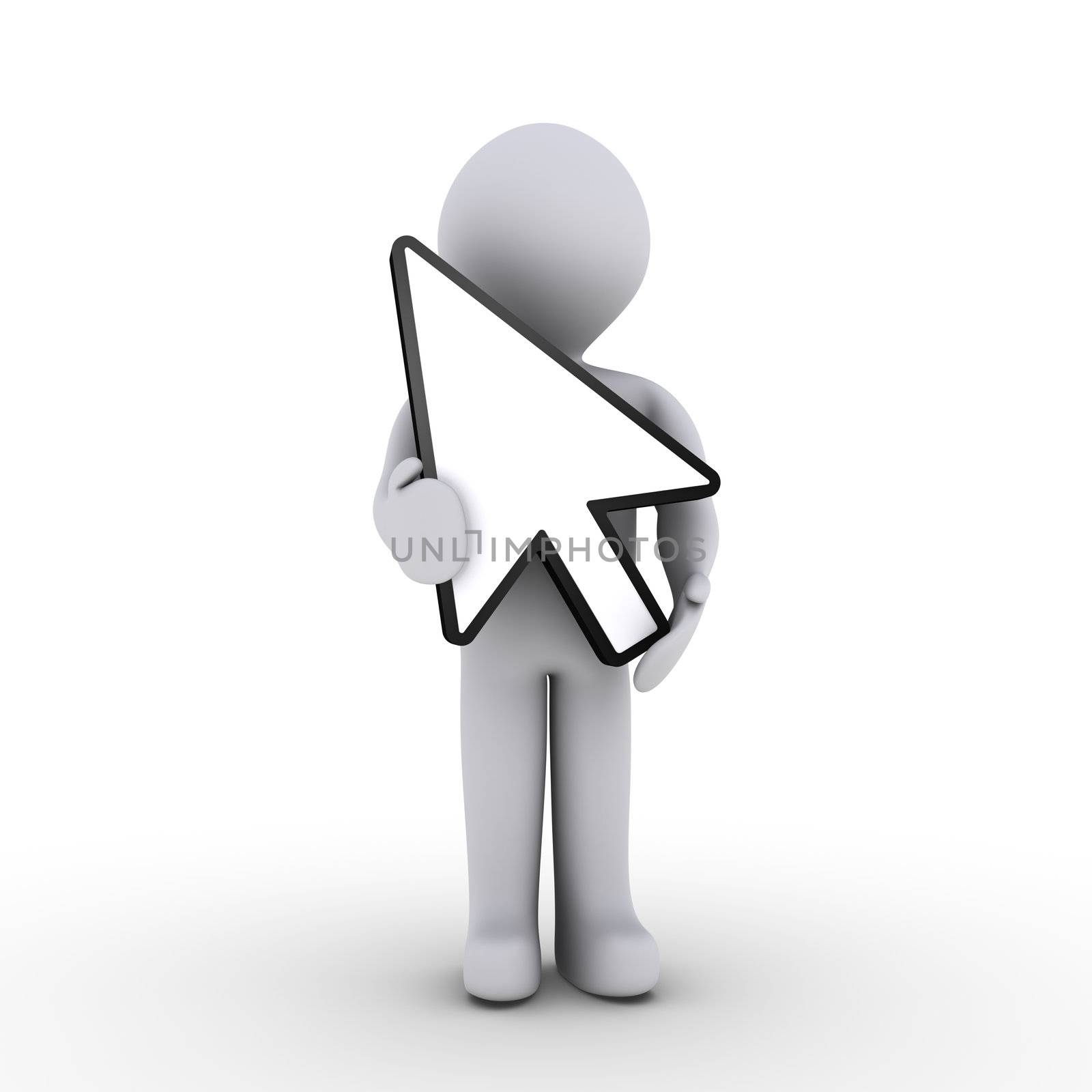 3d person is holding a computer cursor