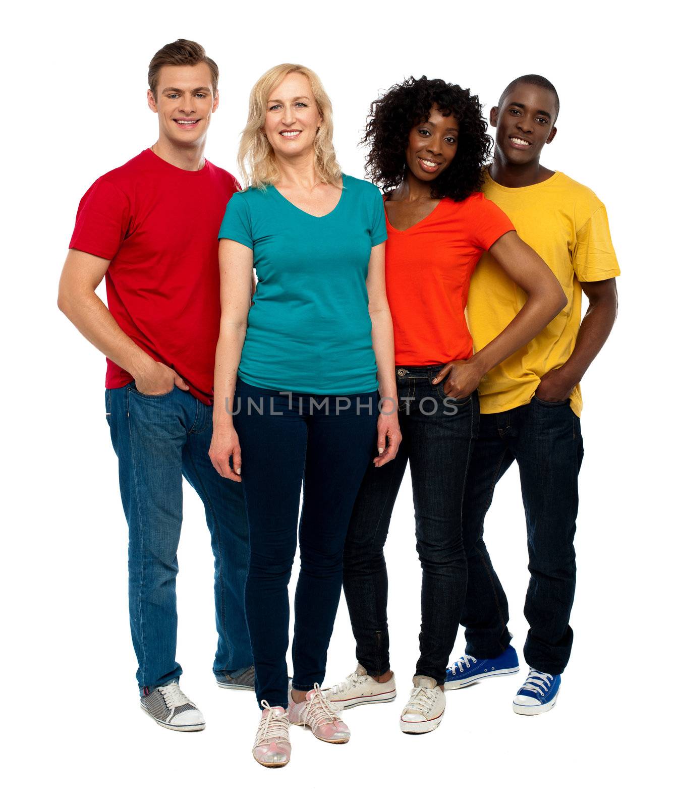 Team of casual people posing indoors by stockyimages