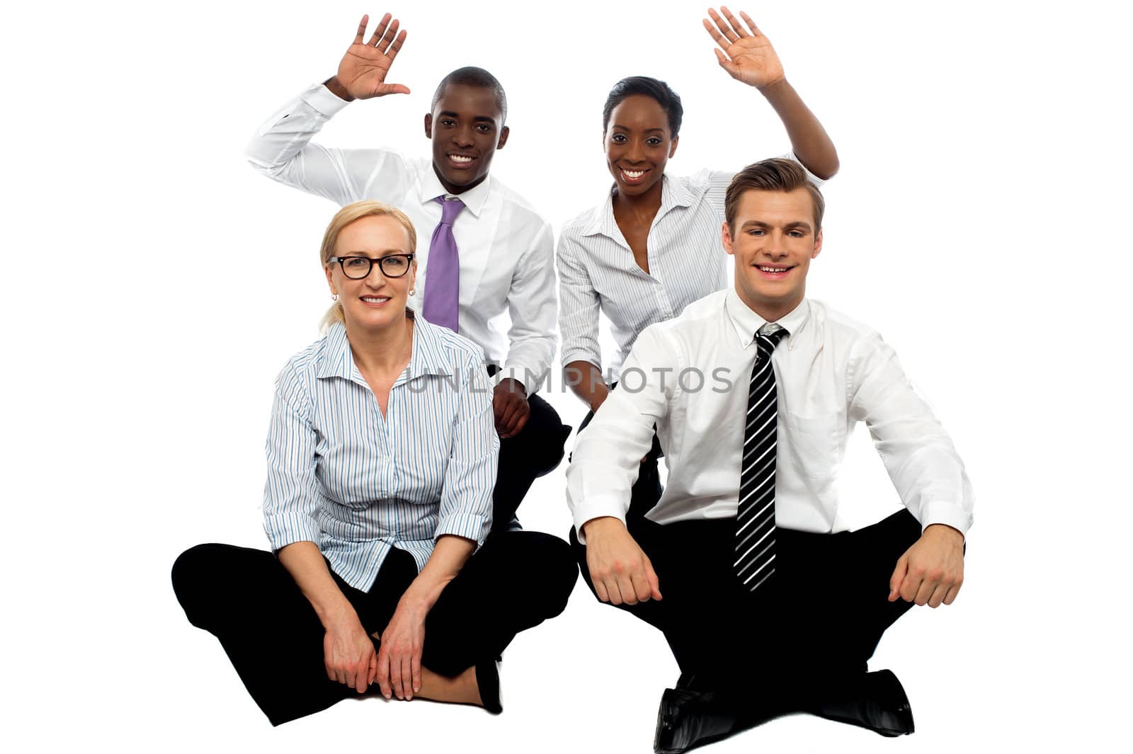 Happy business group demonstrating partnership by stockyimages