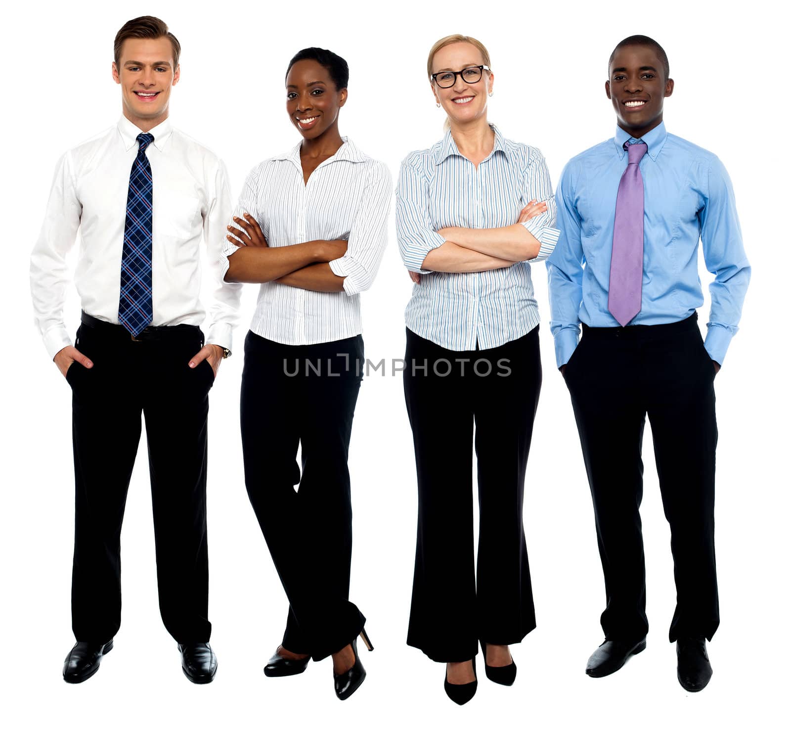 Stylish portrait of four business people, men and women