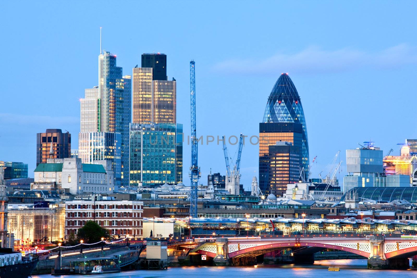London Skylines at dusk England UK
