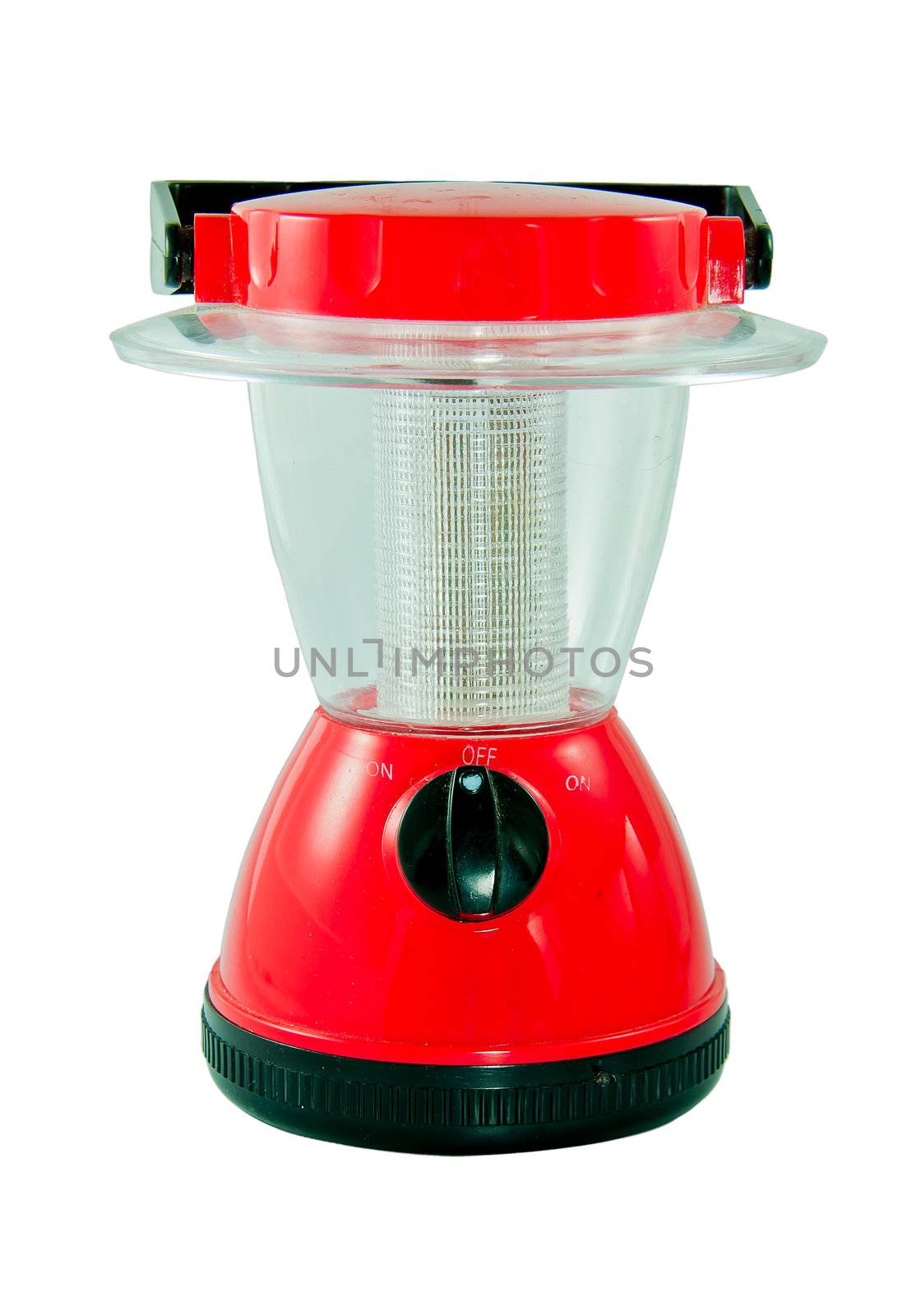 Red electric lantern on white background  by moggara12