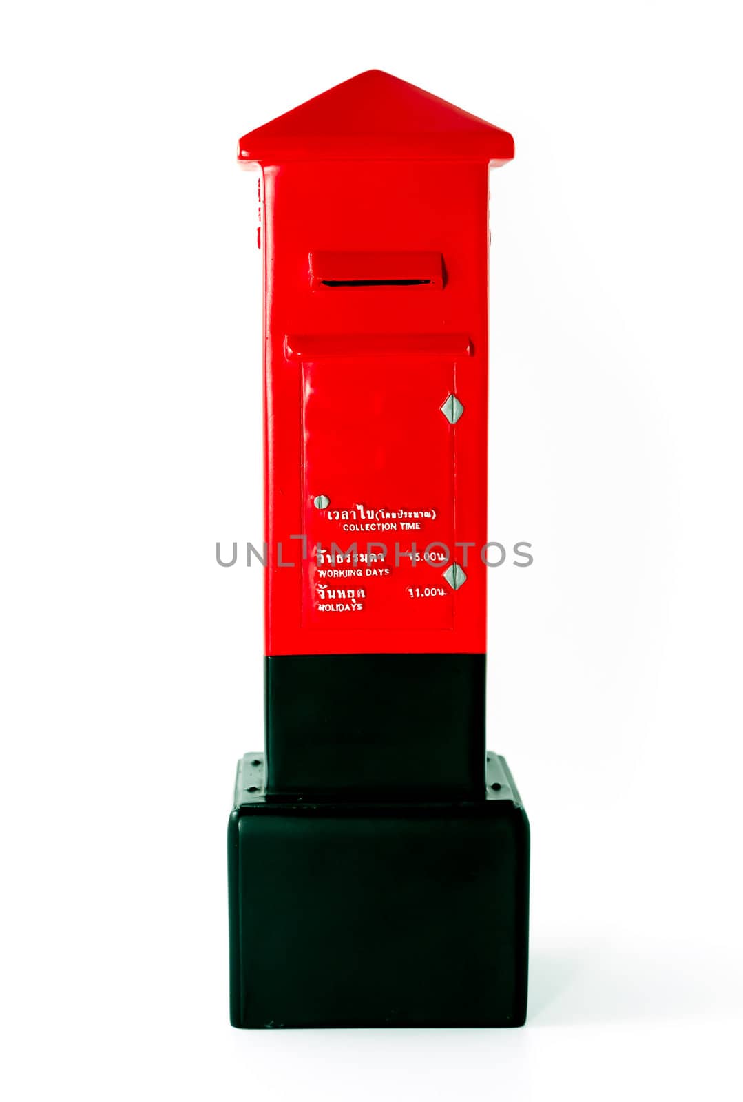 Model of red mail box thailand on isolate white background