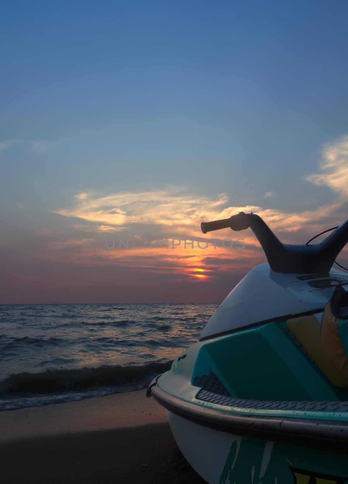 Jetski  and sunset by stoonn