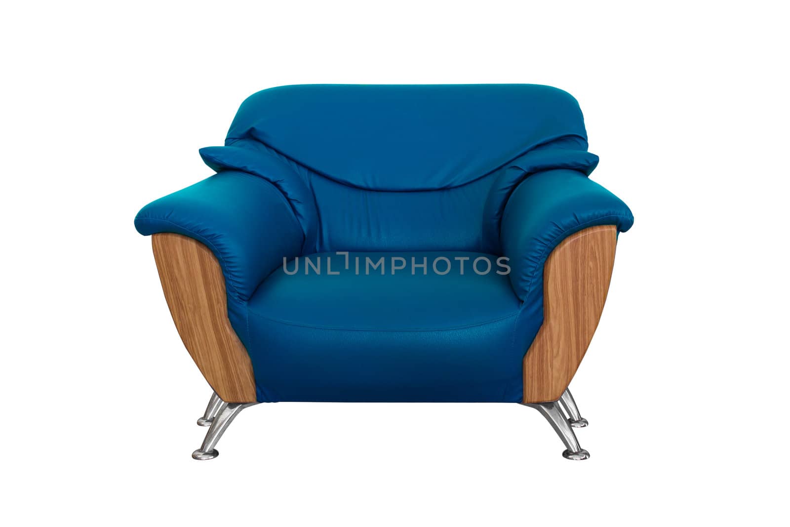 Modern blue sofa isolated on white background