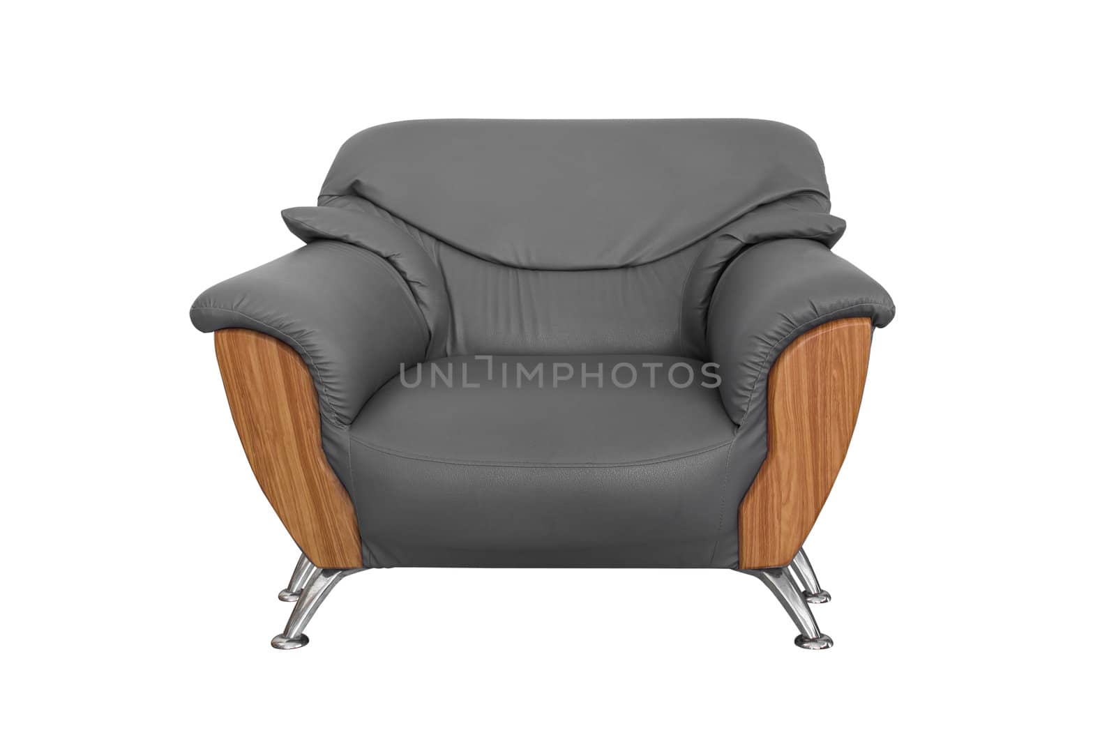 Modern gray sofa isolated on white background