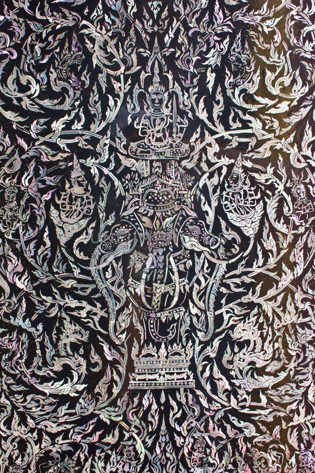  Thai art made from pearl on the door of Rarchabophit temple Tha by singkamc