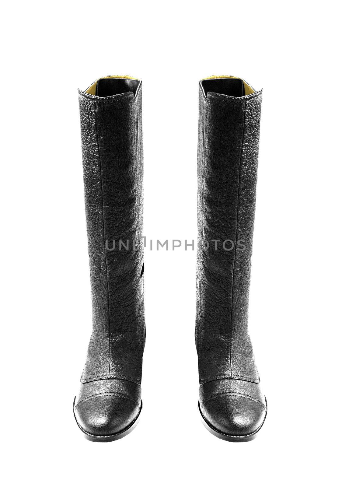 leather rubber boots isolated on white background