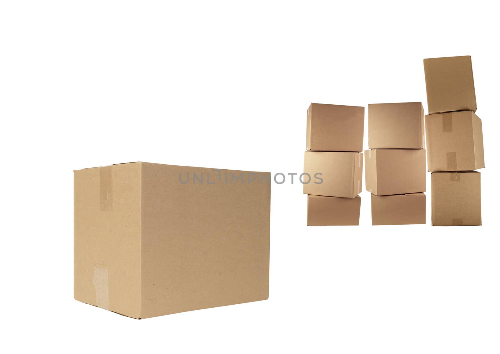 cardboard boxes isolated