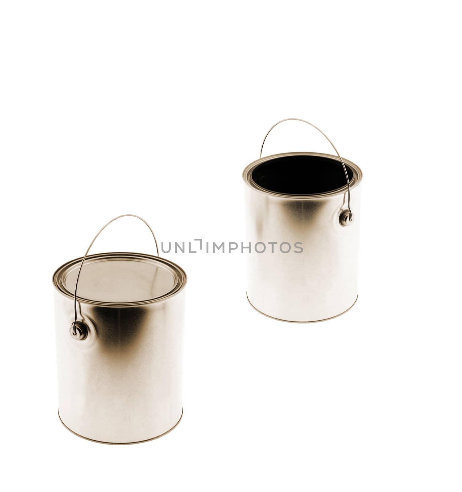 two cans with paint isolated on white