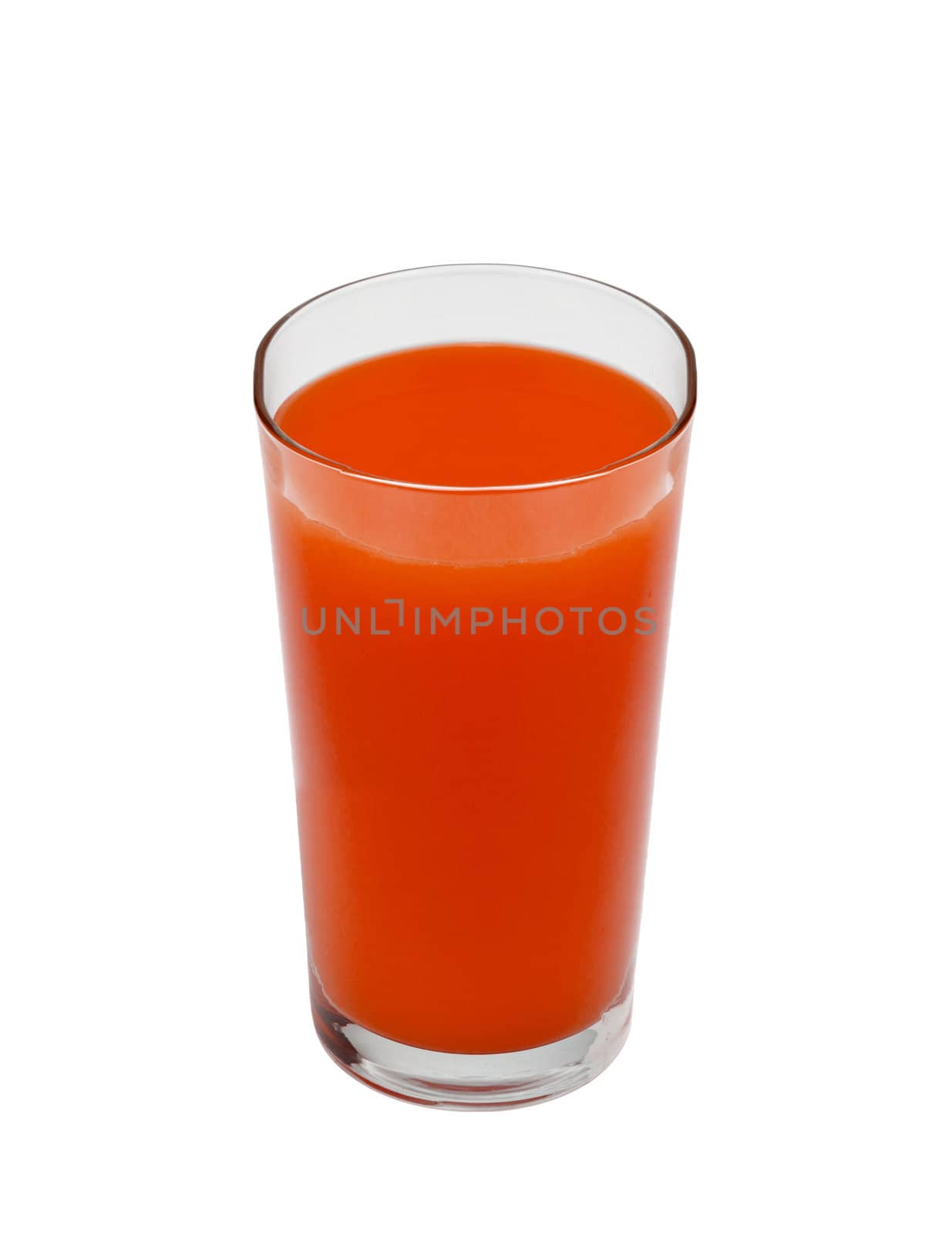 Tomato juice in glass isolated on white background