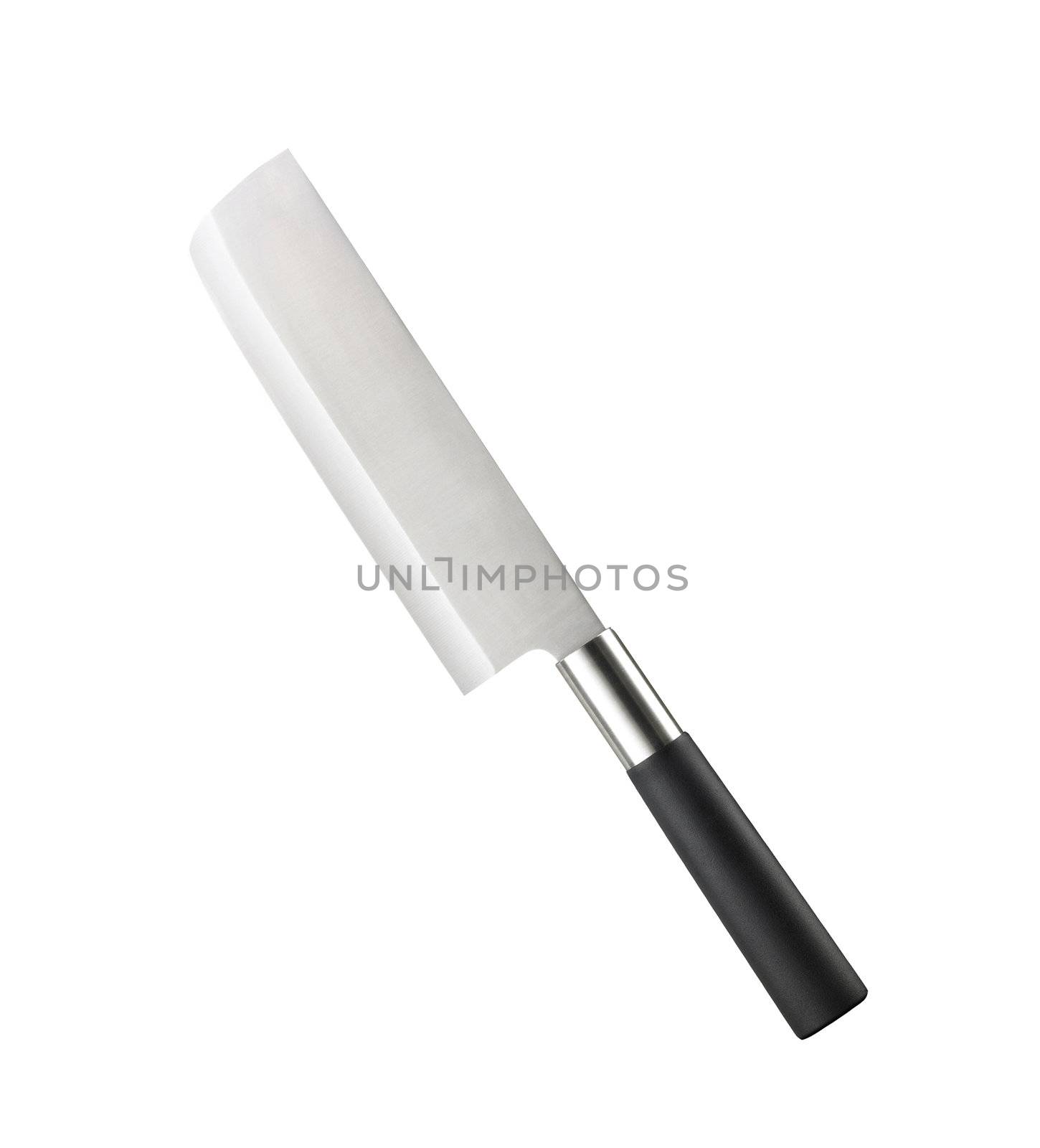 a large kitchen knife on a white background