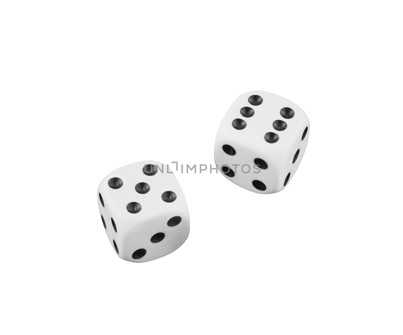 two white dices on white background
