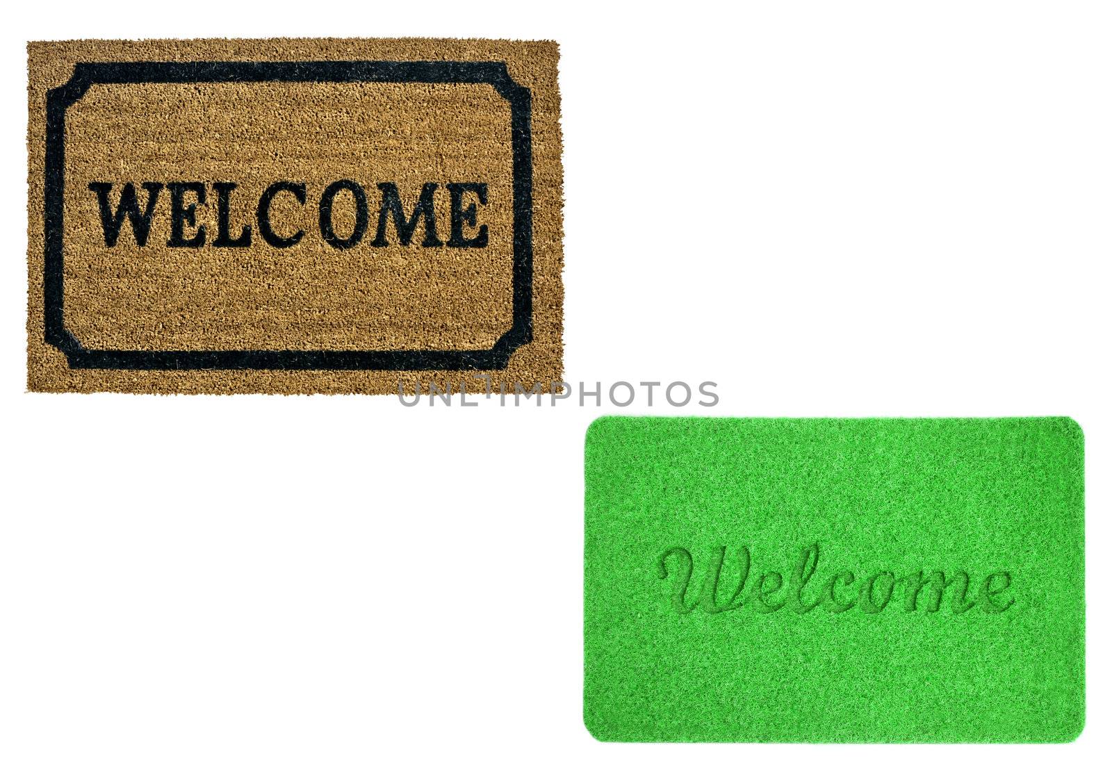 Welcome mats isolated over white