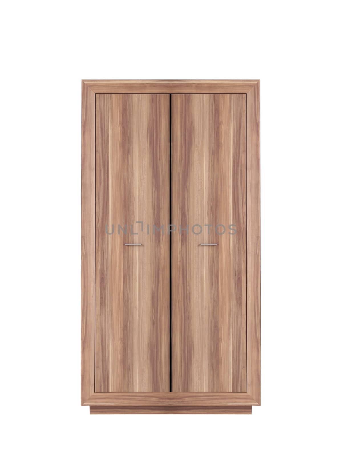 modern wooden wardrobe on a white