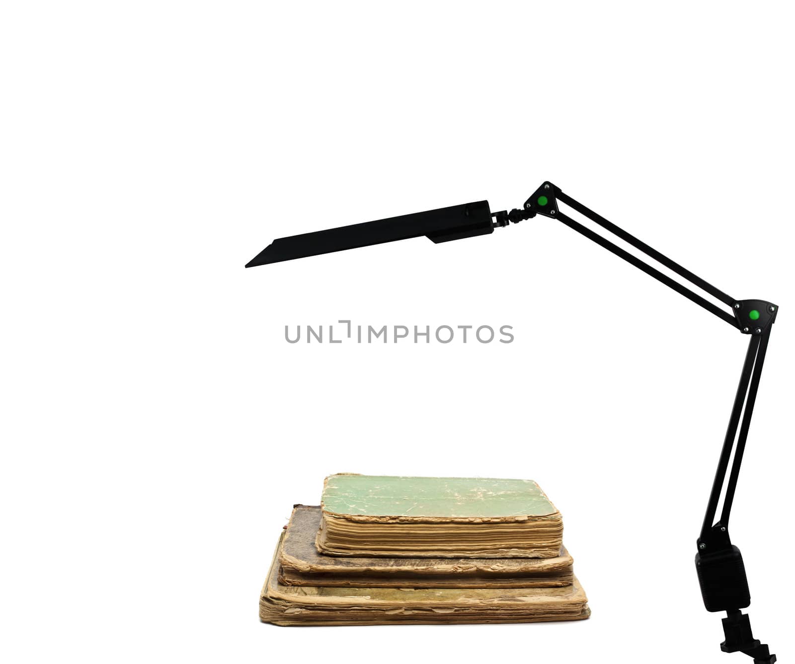 Retro book and modern lamp