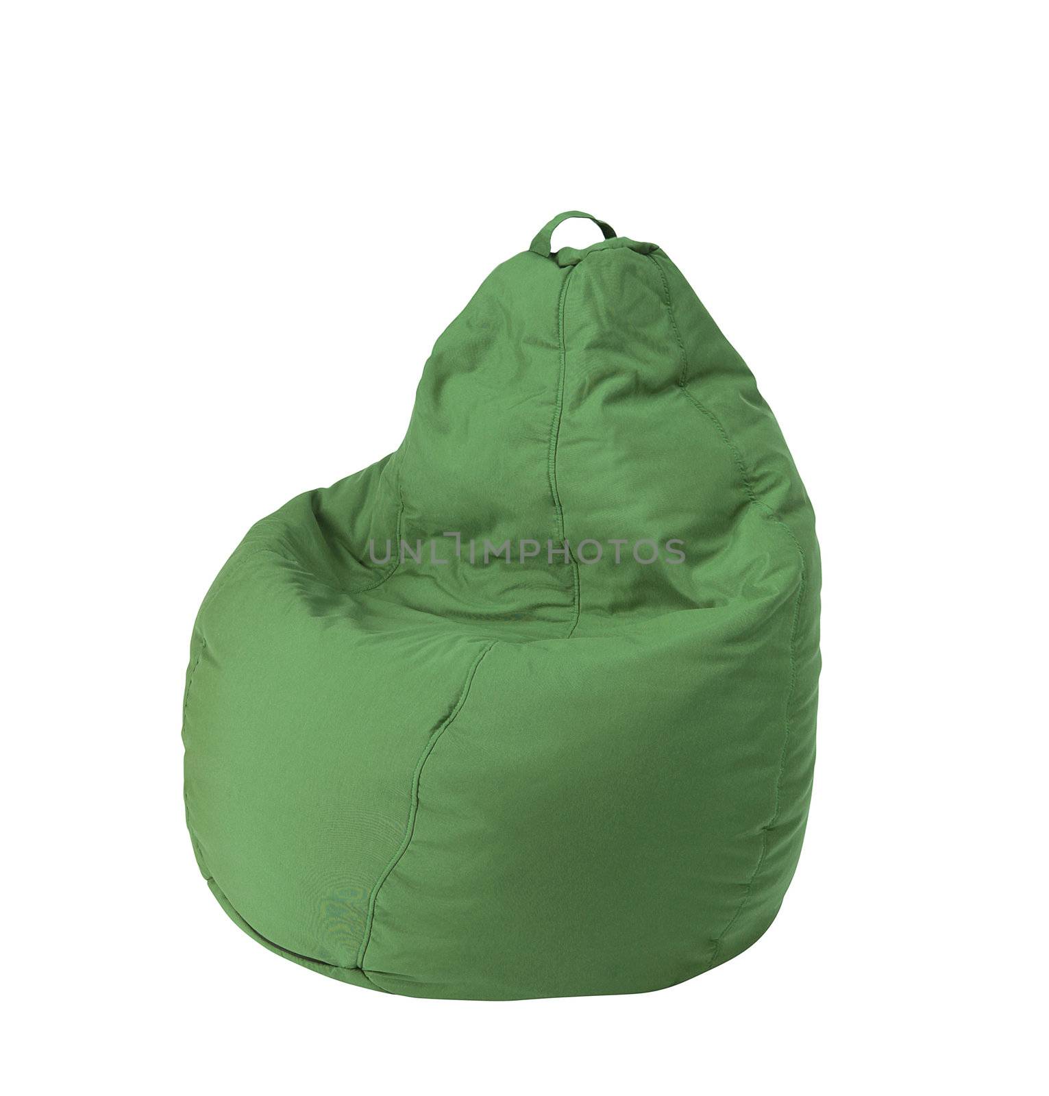 Flexible and adjustable seat beanbag isolated on white