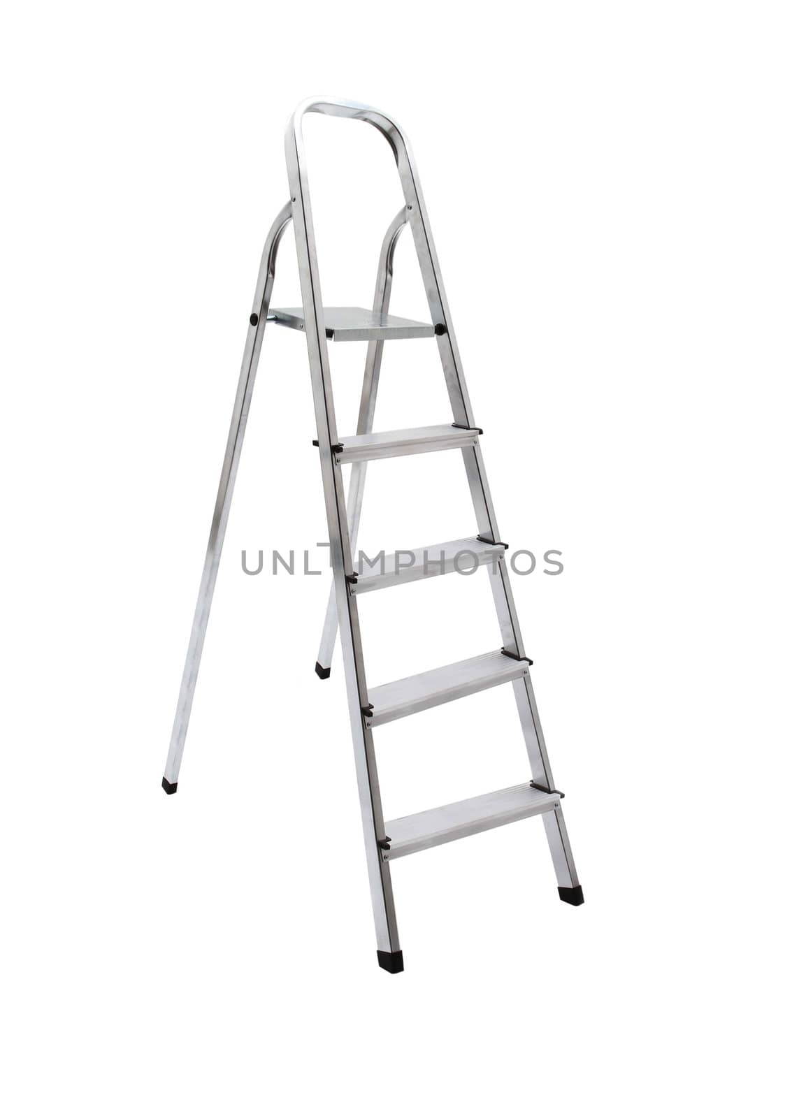 Aluminum step ladder isolated on white background