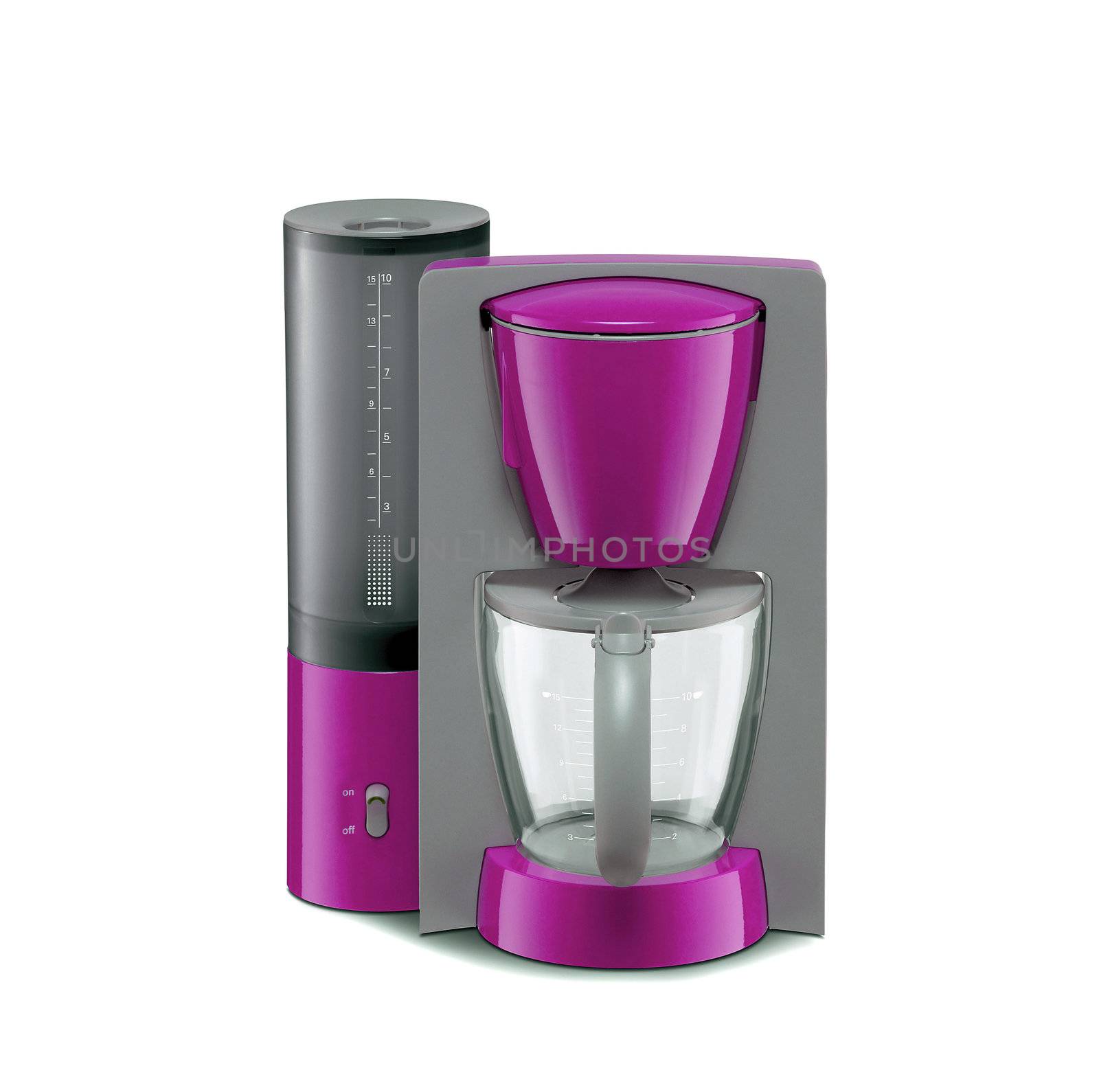 pink coffee maker isolated on the white